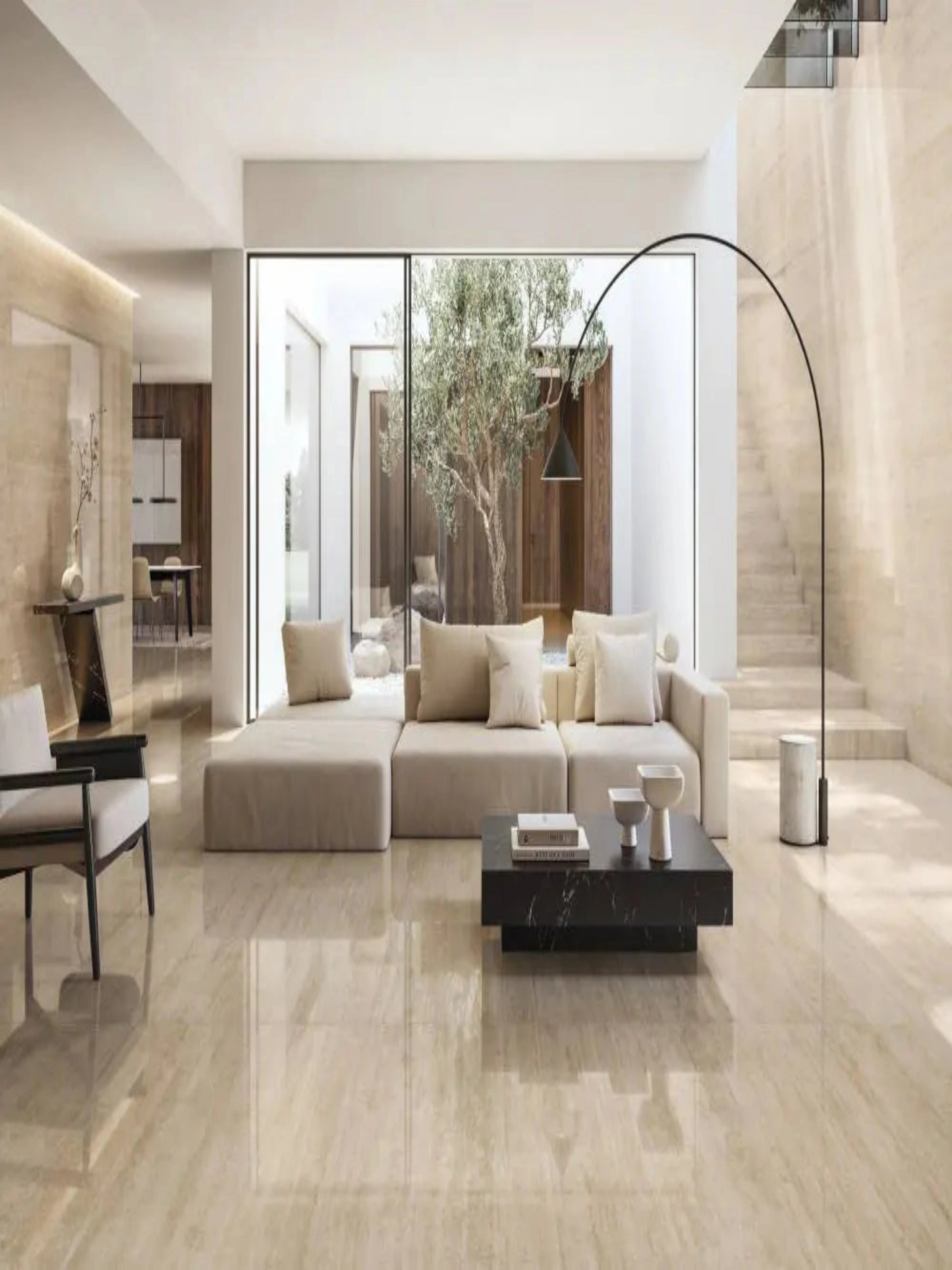 Gresie porțelanată Prestigio Travertino Beige efect travertin bej Refin