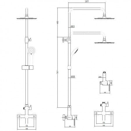 Coloana cu Baterie de Dus si Dus de Mana CasaBlanca STEEL