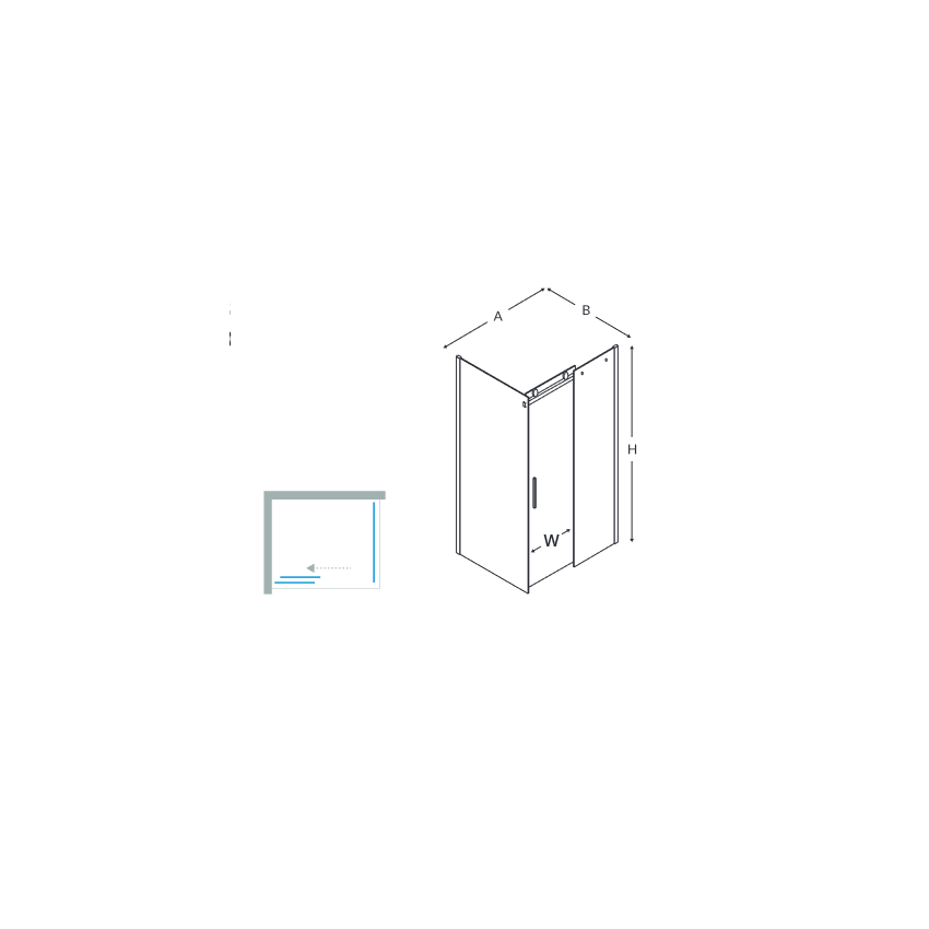 Cabină Link Gold – montaj stânga cu deschidere 46 cm