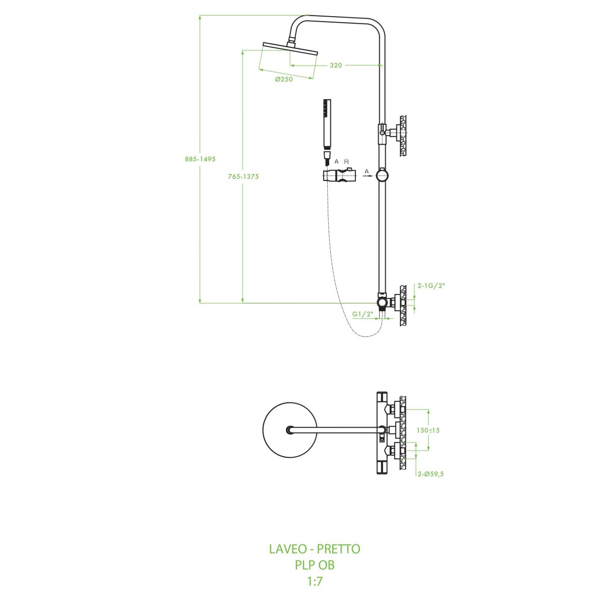 Coloana Dus cu Baterie, LAVEO PRETTO