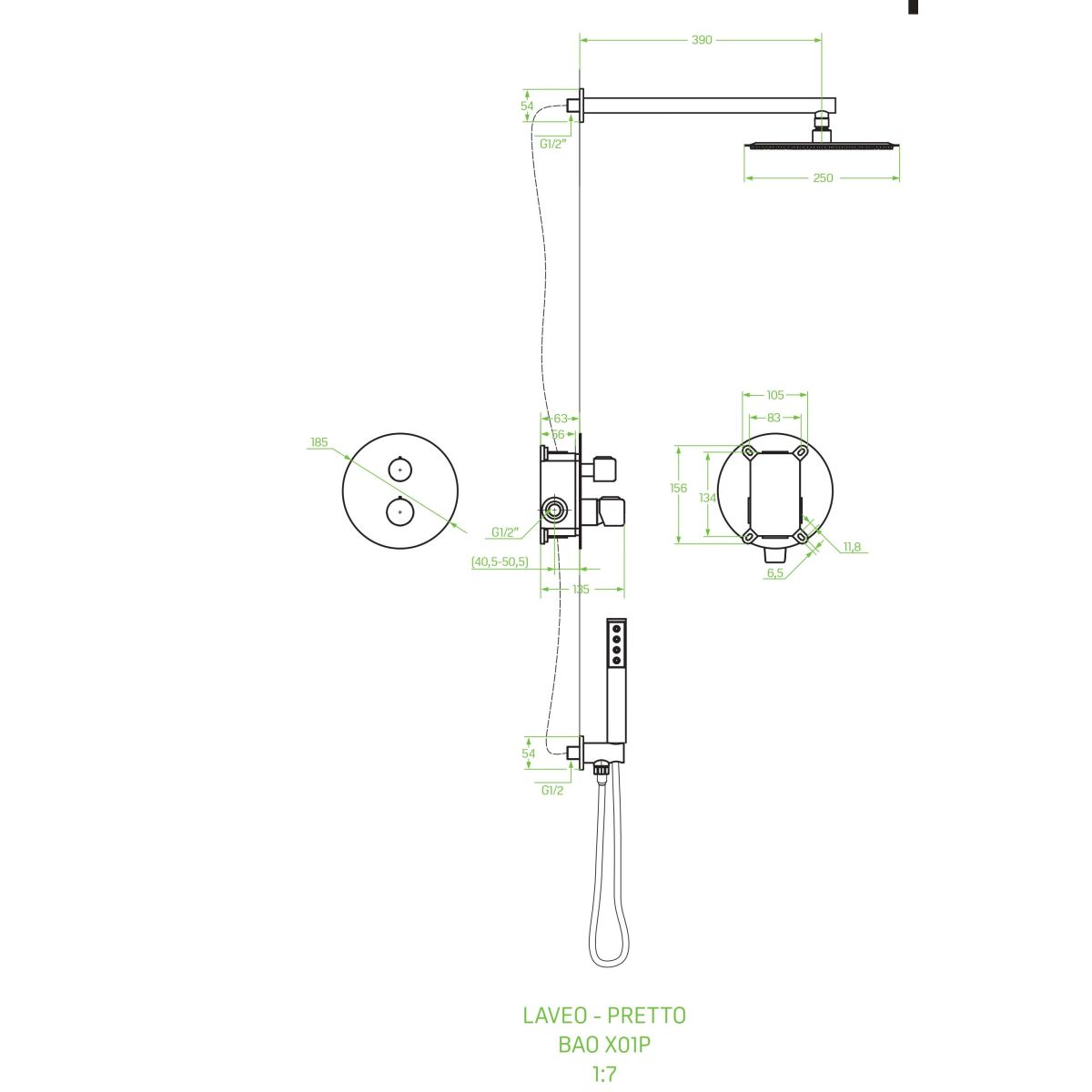 Baterie Dus Ingropata Laveo Pretto