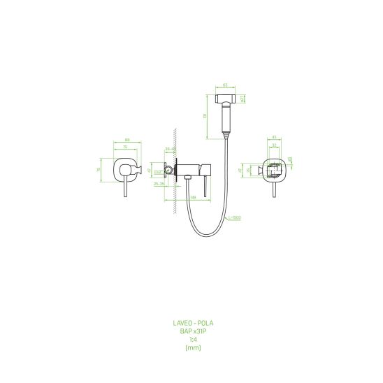 Laveo Pola - Baterie Bideu cu Set de Dus Ascuns