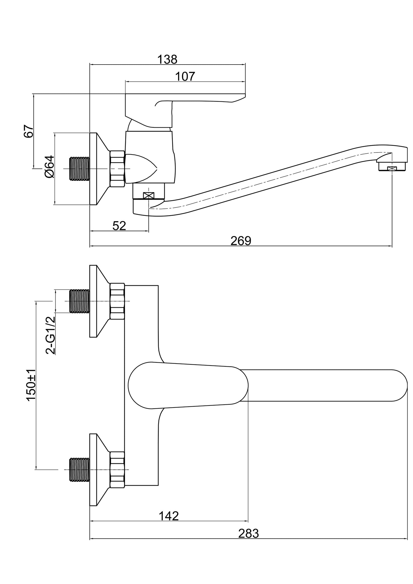 
Montaj: Pe perete, ideal pentru chiuvete de bucătărie sau baie.
Cartuș ceramic 35 mm: Oferă control precis al debitului și al temperaturii apei, prevenind scurgerile.
