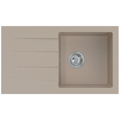 Chiuveta CasaBlanca Sand are o forma dreptunghiulara, cu o cuva generoasa, cu dimensiunea de 36 x 35 x 18 cm, potrivita chiar si pentru spalarea vaselor de dimensiuni mari. Aceasta chiuveta este confectionata dintr-un amestec compozit de calitate superioara, numit granit. Acest material ofera avantaje precum: nu se pateaza, nu este afectata de depunerile de calcar si este rezistenta la socuri termice si la socuri mecanice..