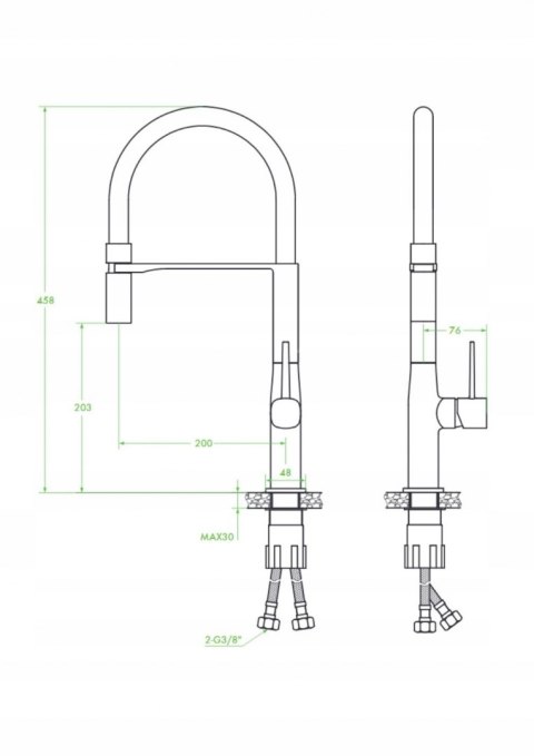 Baterie de Bucatarie cu Pipa Flexibila,  POLA
