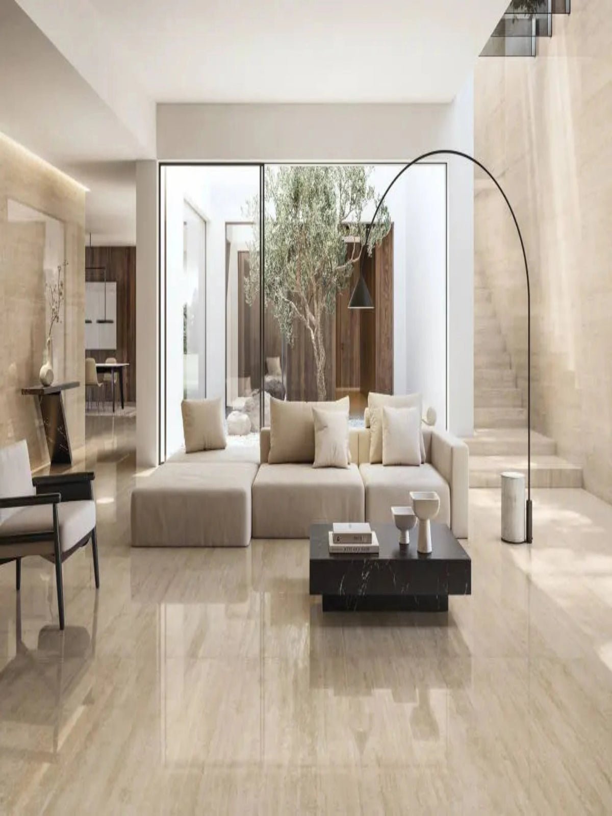 Gresie porțelanată Prestigio Travertino Beige efect travertin bej Refin