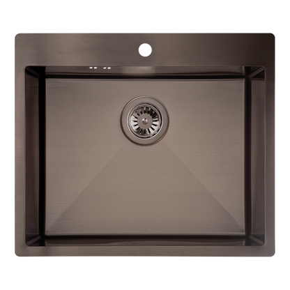 • Finisaj: Cupru/Grafit/Inox • Lăţime: 510 mm Lungime: 590 mm Grosime: 120 mm Adâncimea cuvei: 200 mm • Include kit complet de scurgere: sifon automat si ventil