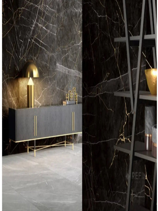 Prestigio Color Marquina – Gresie Portelanata Efect Marmura Neagra| Refin