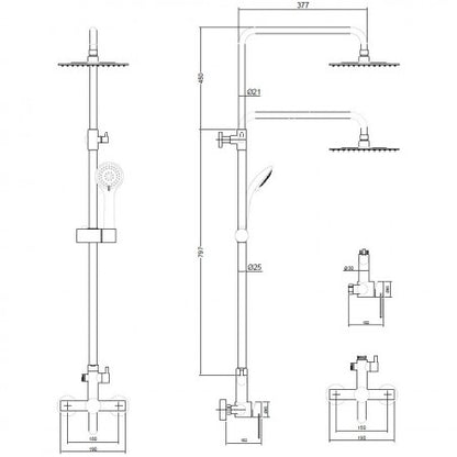 Coloana cu Baterie de Dus si Dus de Mana CasaBlanca STEEL