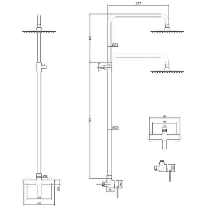 Coloana de Dus cu Baterie Fara Termostat, CasaBlanca STEEL
