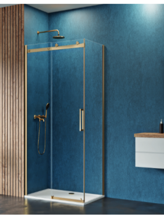 Cabină de duș rectangulară Link Gold – vedere frontală, finisaj auriu
