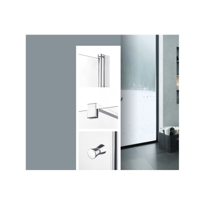 Ușă batantă 180° pentru cabină duș sticlă securizată, montaj stânga sau dreapta, finisaj crom