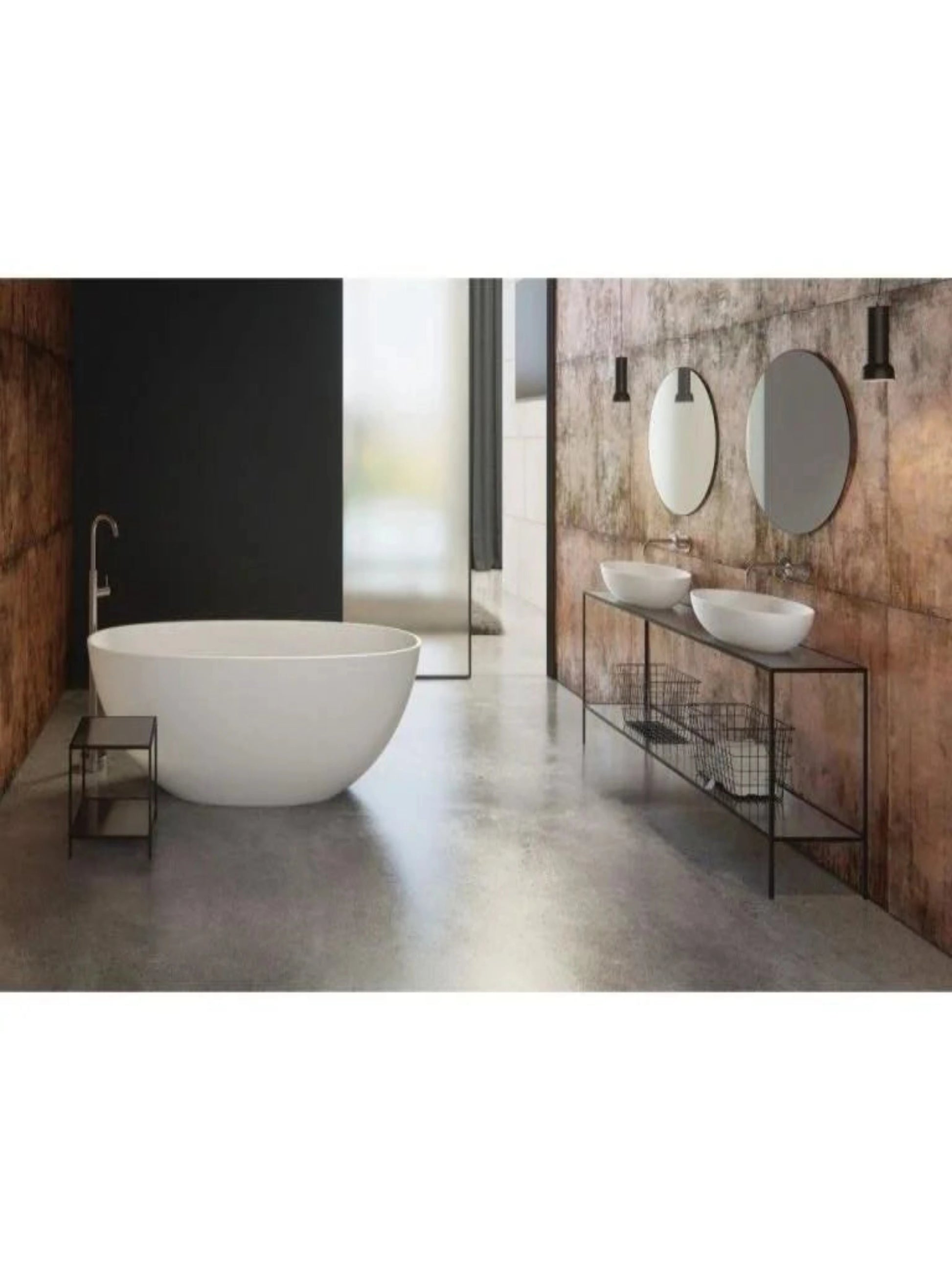 Cada freestanding Wilma I din mineralicast alb lucios – vedere frontala