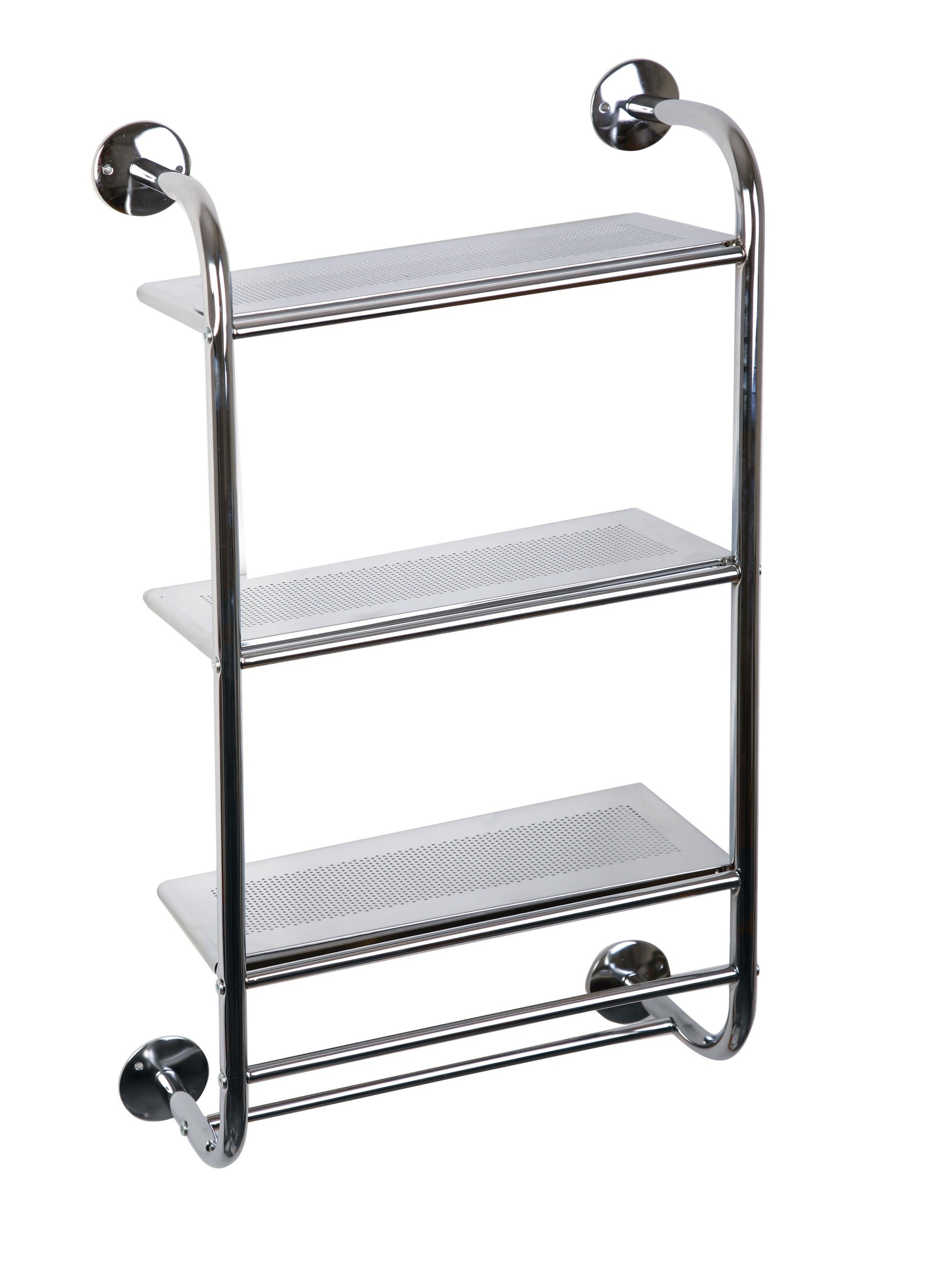 Etajeră de baie metalică, 72×44×18 cm, 3 polițe, finisaj crom!