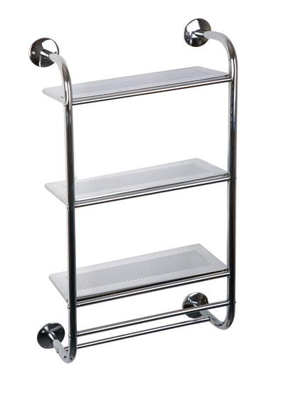 Etajeră de baie metalică, 72×44×18 cm, 3 polițe, finisaj crom!