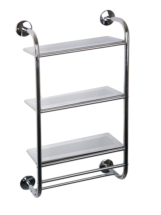 Etajeră de baie metalică, 72×44×18 cm, 3 polițe, finisaj crom!
