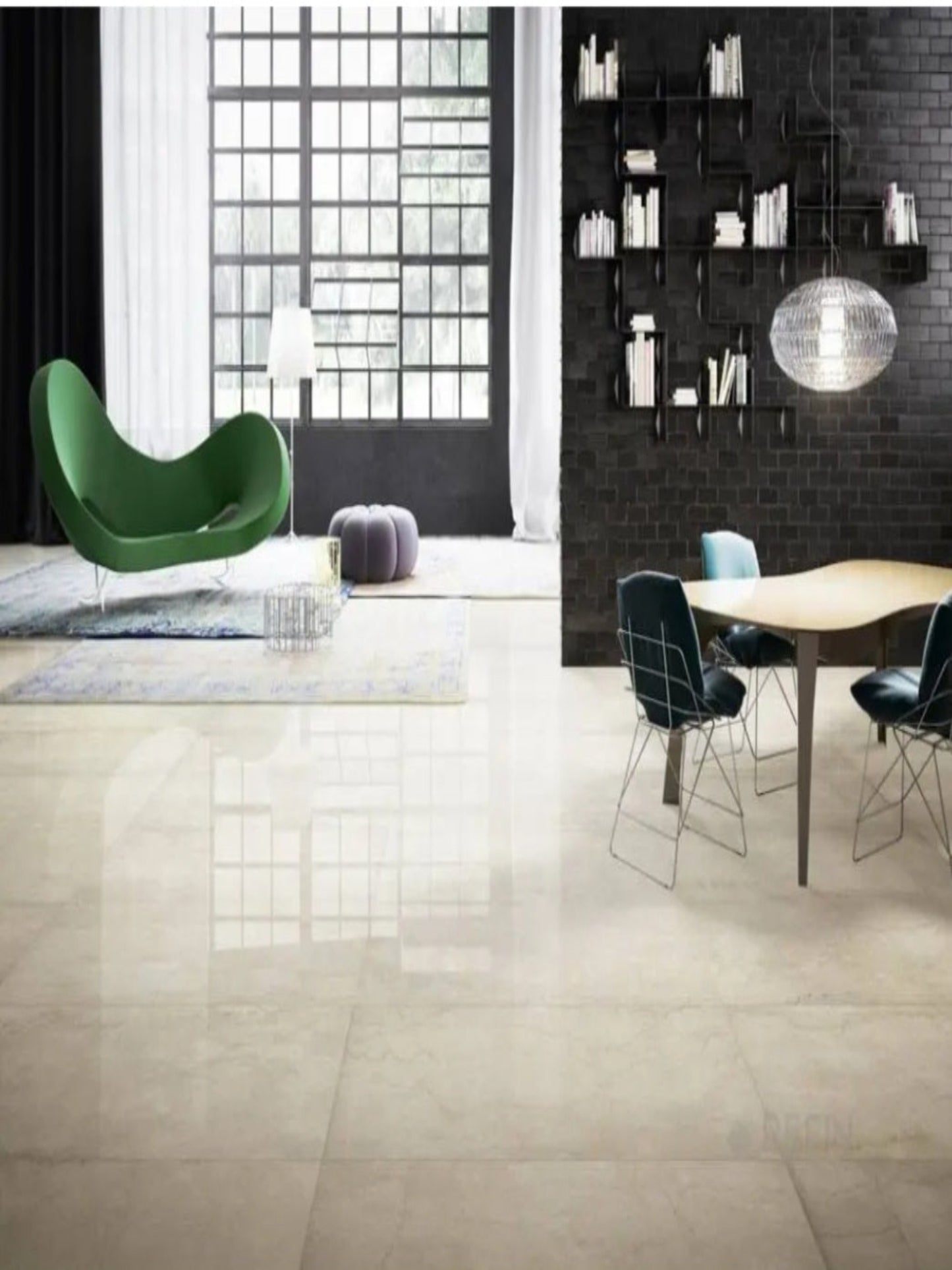gresie efect marmură Arcadia Prestigio Color montată în baie modernă