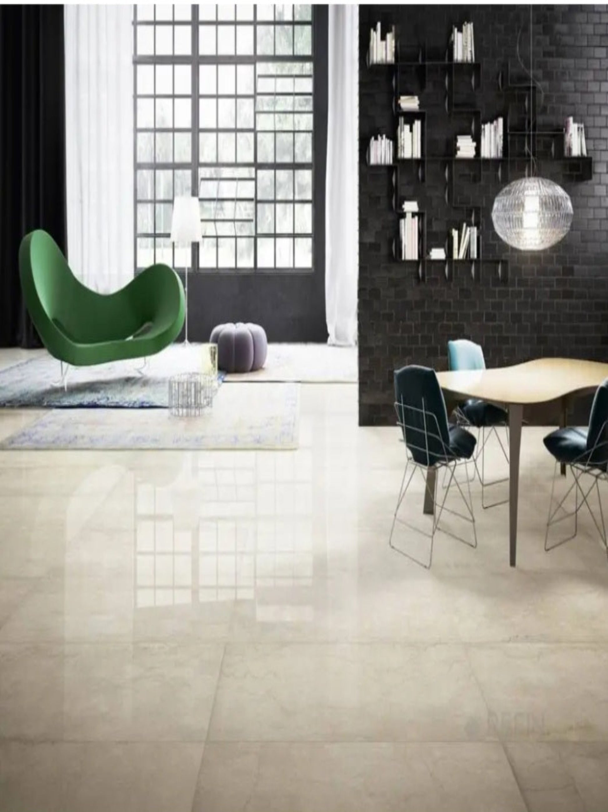 gresie efect marmură Arcadia Prestigio Color montată în baie modernă