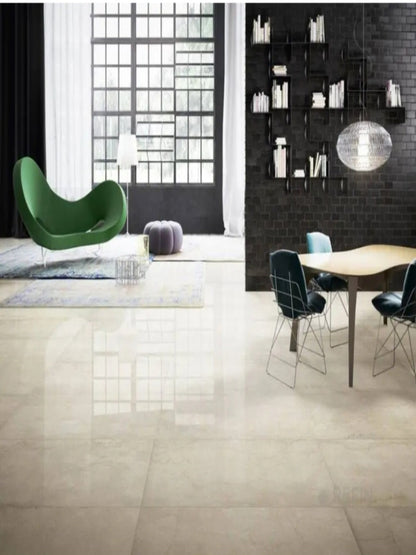 gresie efect marmură Arcadia Prestigio Color montată în baie modernă