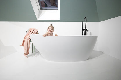 Baterie monocomandă cadă freestanding negru mat cu pipa fixă